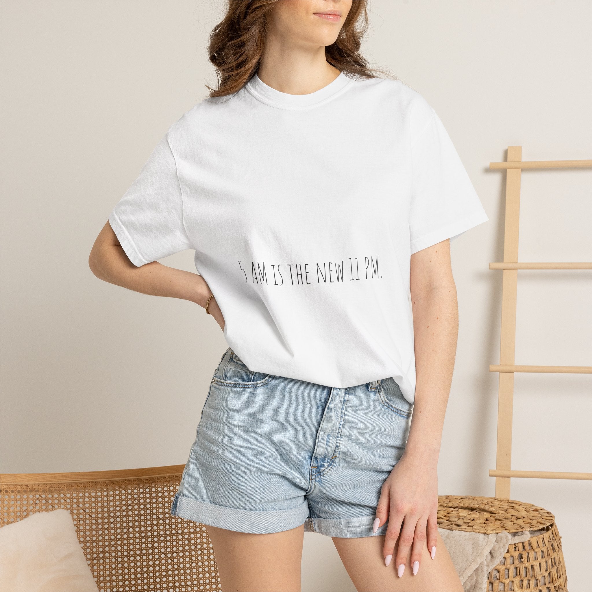 Funny Minimalist Tee - 5 AM Is The New 11 AM