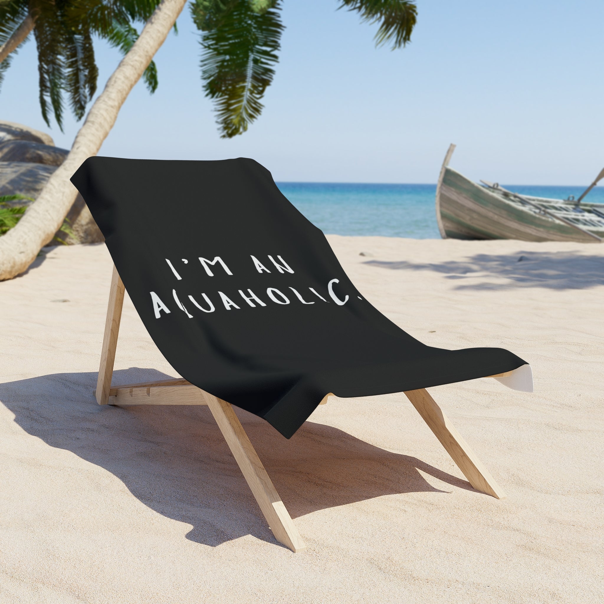 Black Beach Towel - I'm An Aquaholic