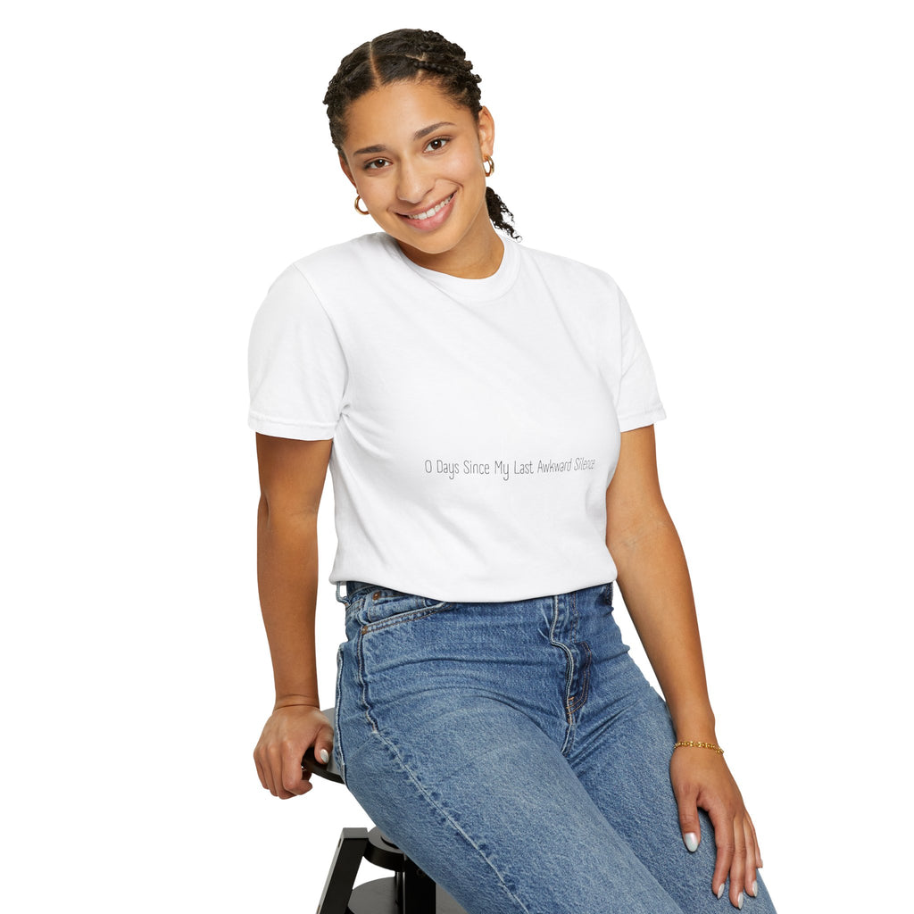 Funny Minimalist White Unisex Tee - Zero Days Since My Last Awkward Silence