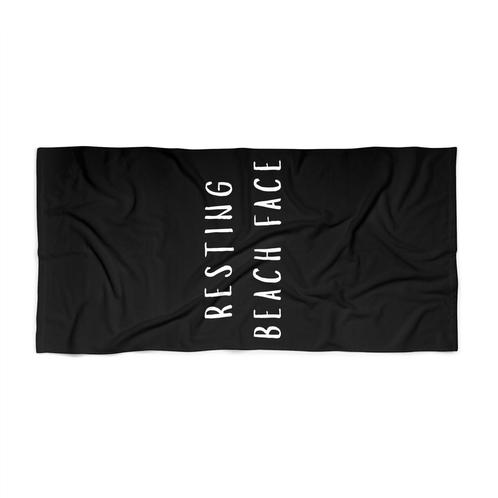 Black Beach Towel — Resting Beach Face.