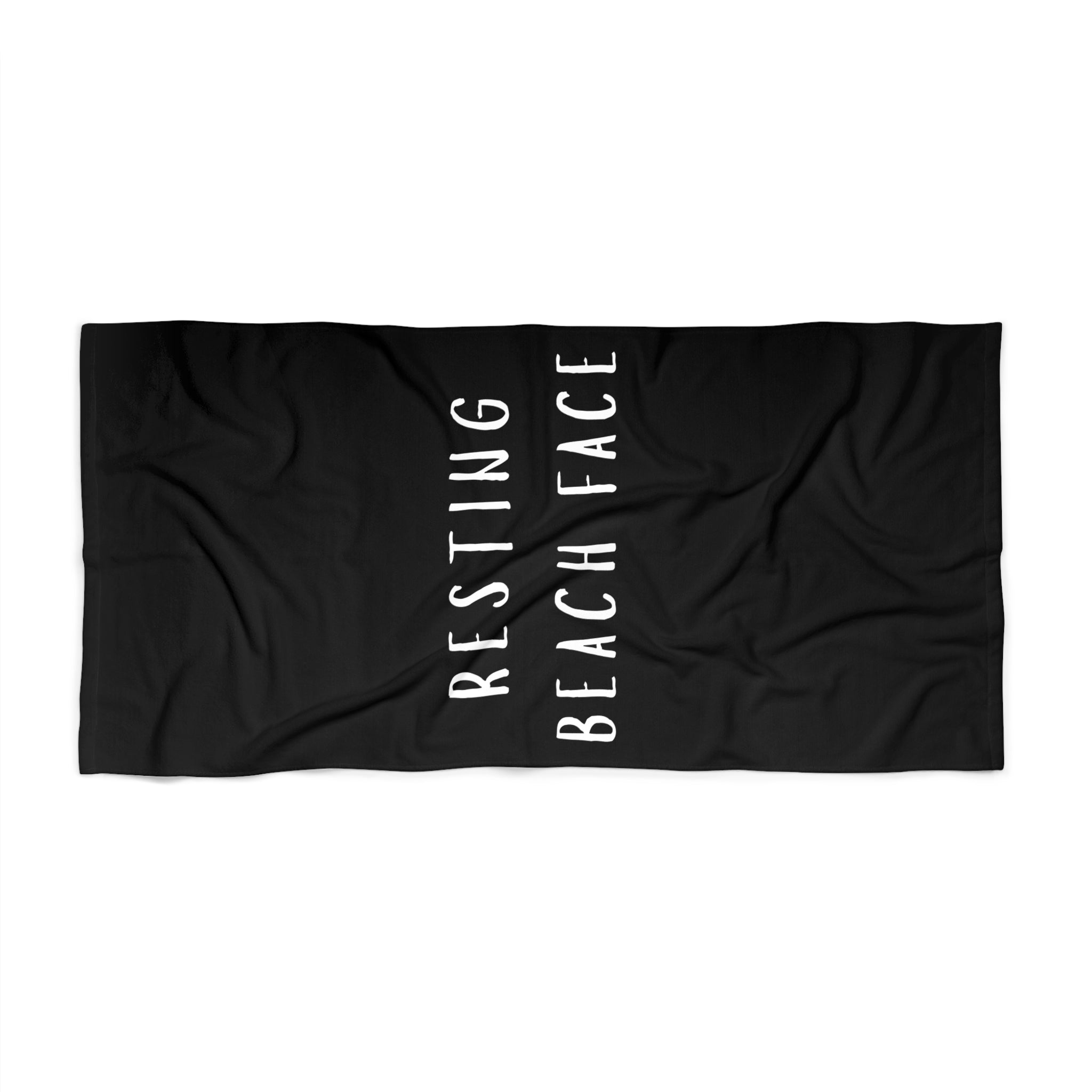 Black Beach Towel — Resting Beach Face.
