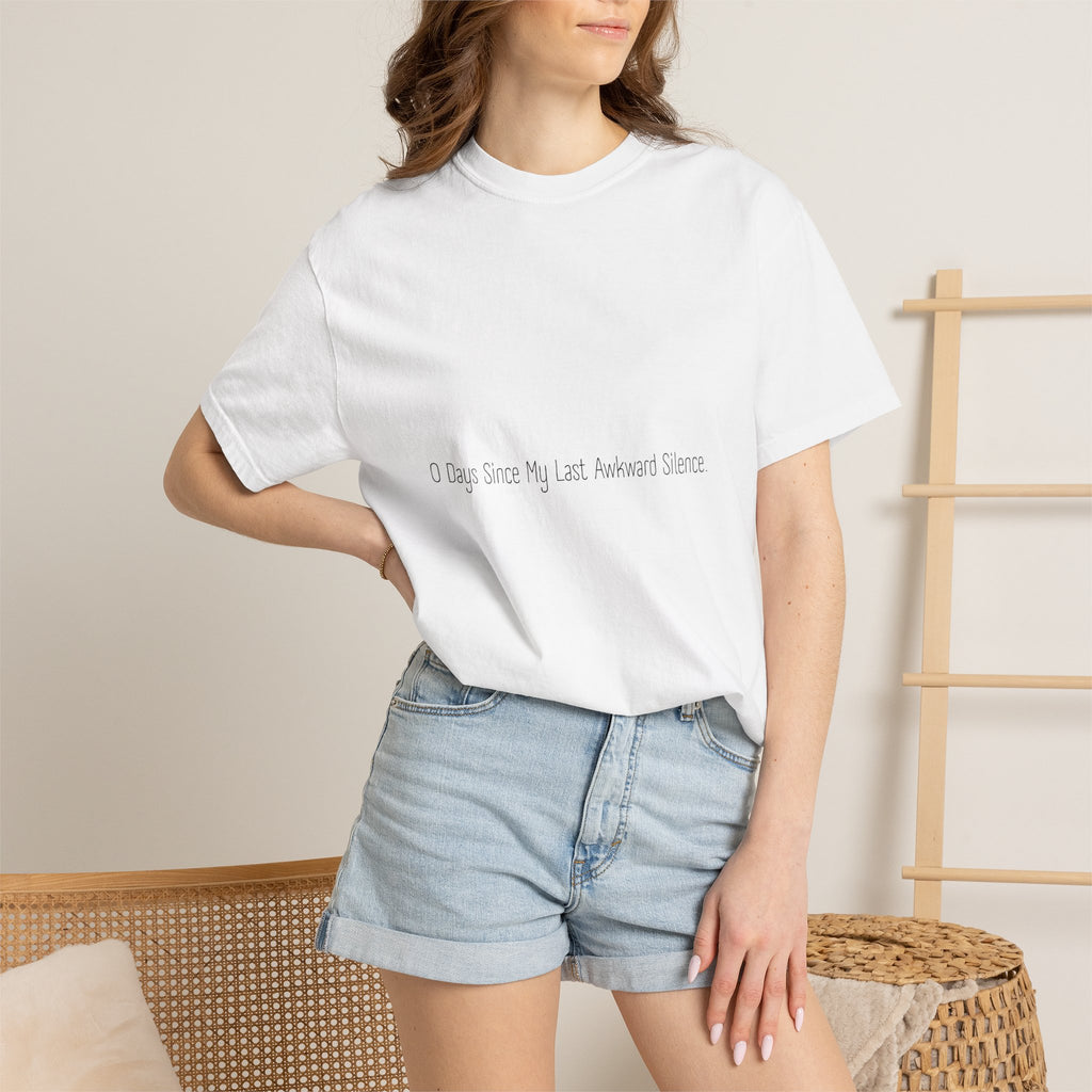Funny Minimalist White Unisex Tee - Zero Days Since My Last Awkward Silence